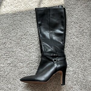 Black Leather Heeled Boots